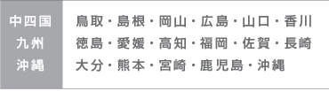中国、四国、九州、沖縄