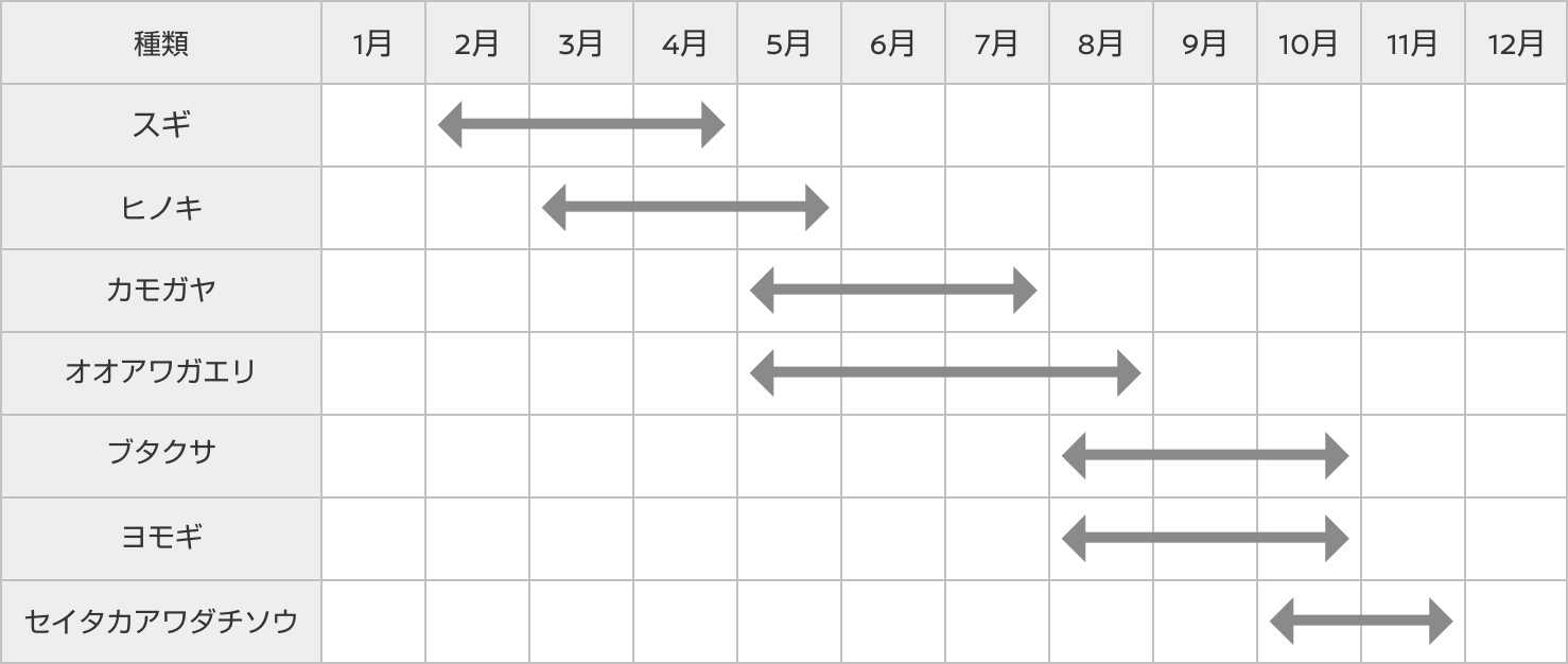 花粉の飛ぶ時期